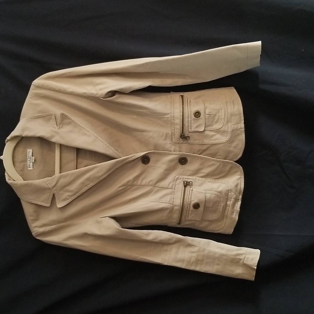 Della Spiga Weekend Fitted Safari Blazer Utility Jacket Khaki Tan Size